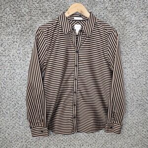 Chicos Top Womens 1 US Medium Black Button Up No Iron Striped Long Sleeve Ladies